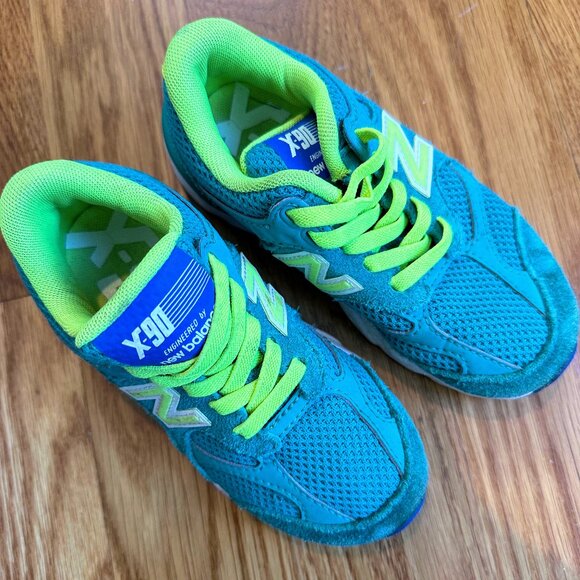 New Balance Kids Sneakers - Blue and Neon Green - Picture 1 of 5